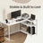 L Shaped Corner Computer Desk - 110L - Particleboard - Adjustable Storage Shelves