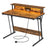 Gaming Desk - Wood - Black - Monitor Shelf and Built-In Power Outlets with LED Lights