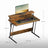 Gaming Desk - Wood - Black - Monitor Shelf and Built-In Power Outlets with LED Lights