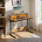 Gaming Desk - Wood - Black - Monitor Shelf and Built-In Power Outlets with LED Lights