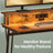 Gaming Desk - Wood - Black - Monitor Shelf and Built-In Power Outlets with LED Lights