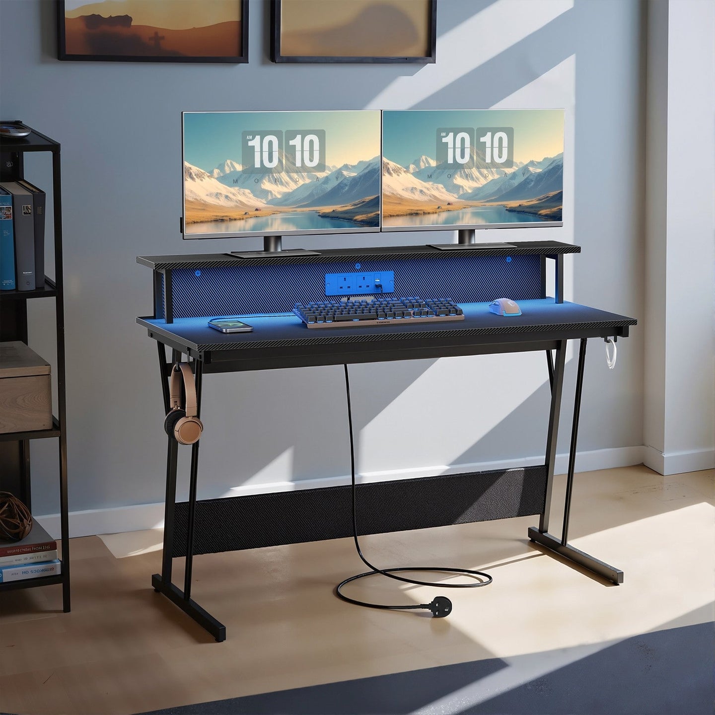 Computer Desk - Carbon Black - LED Lights