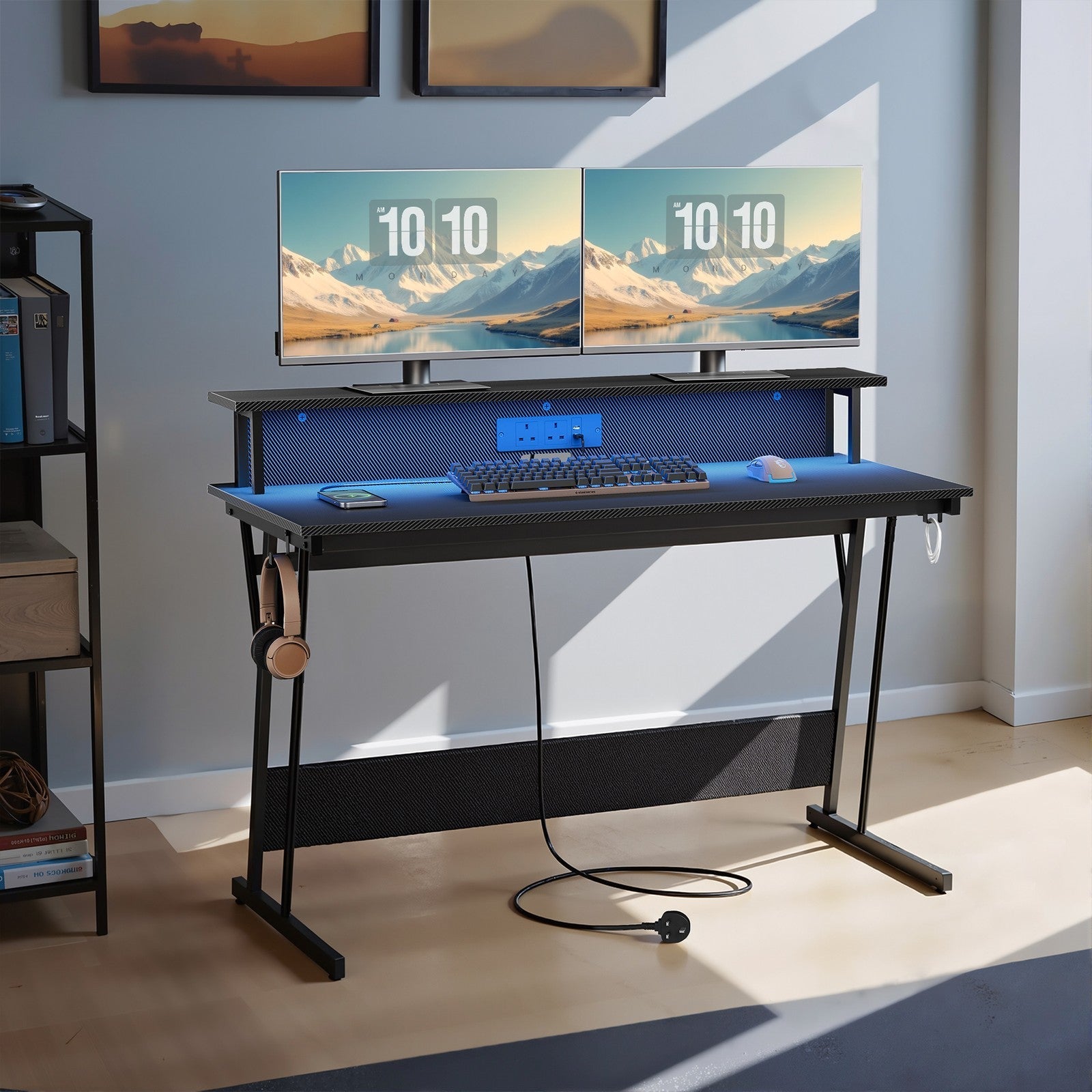 Computer Desk - Carbon Black - LED Lights