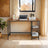 Writing Desk - Metal Frame - Rustic Brown and Black - Two Shelves for Versatile Storage