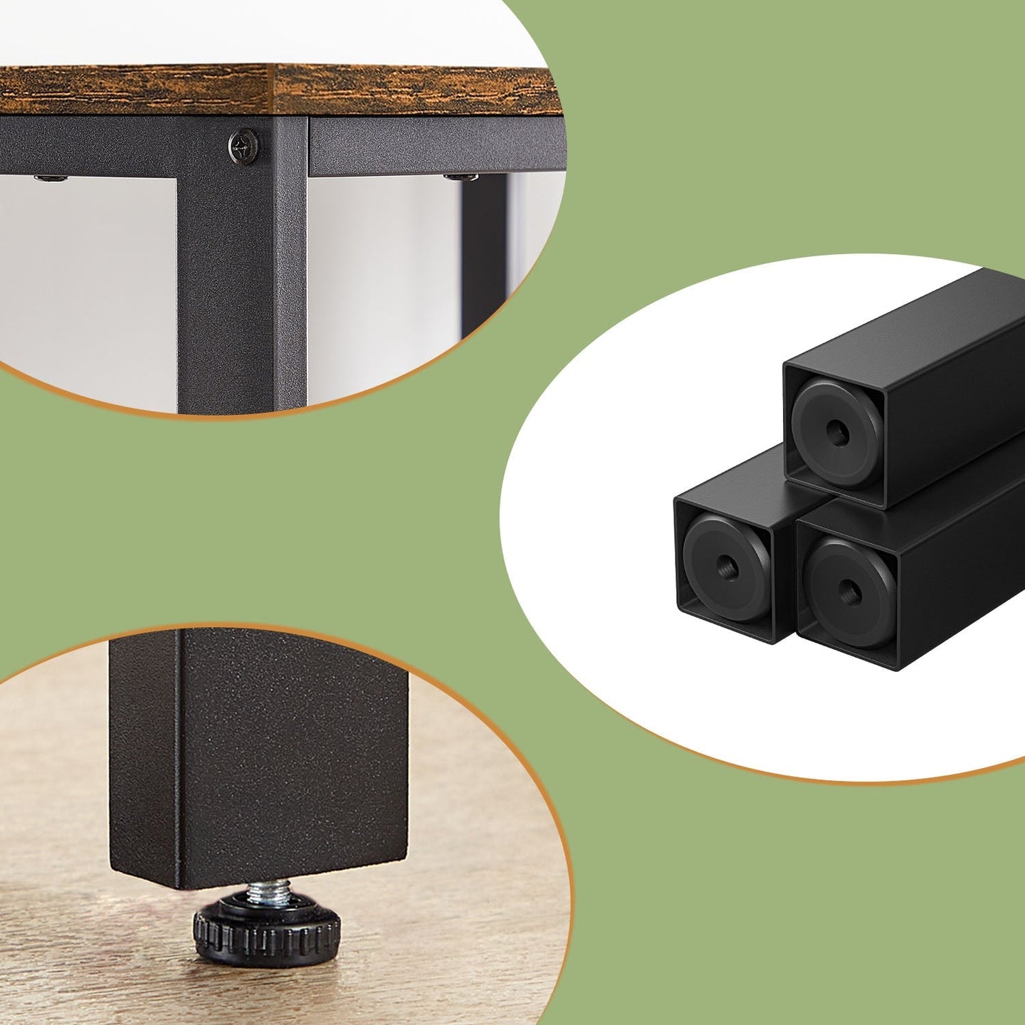 Writing Desk - Metal Frame - Rustic Brown and Black - Two Shelves for Versatile Storage