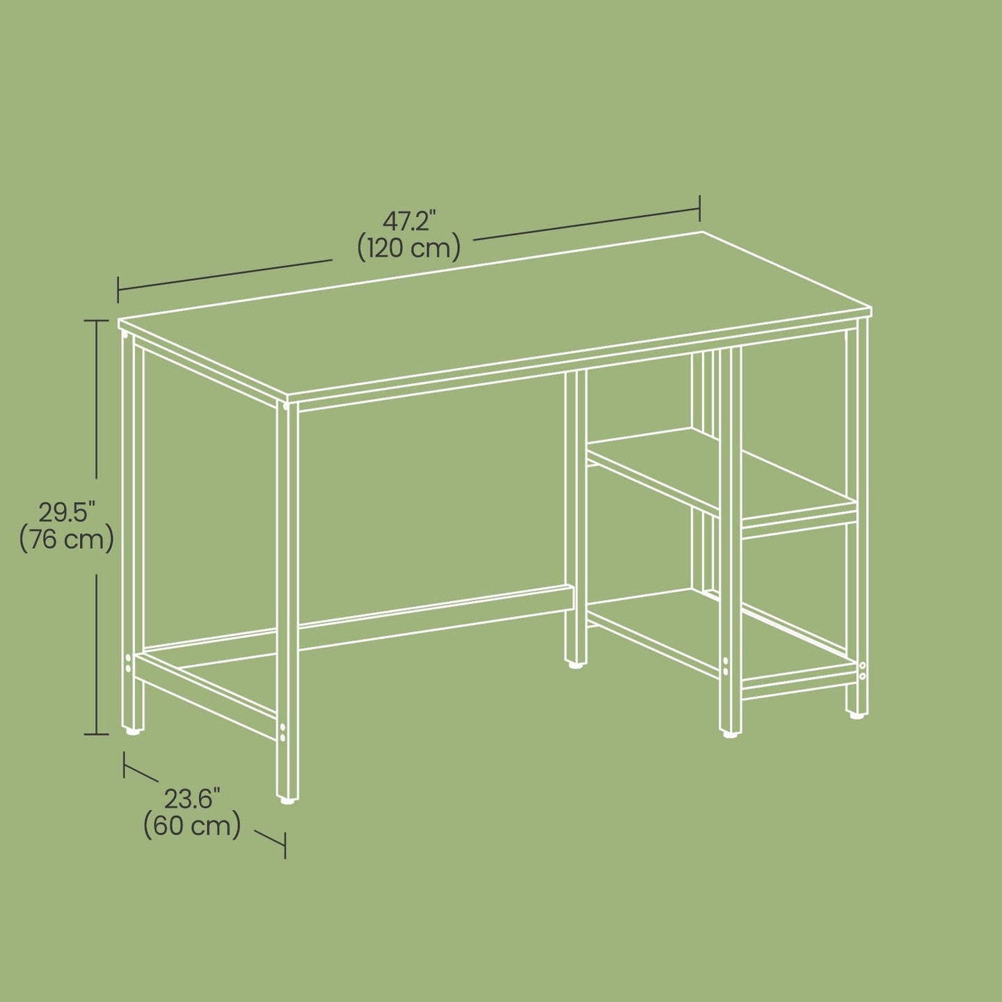 Writing Desk - Metal Frame - Rustic Brown and Black - Two Shelves for Versatile Storage