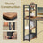 Writing Desk - Wood - Rustic Brown and Black - Stable with Storage Shelves