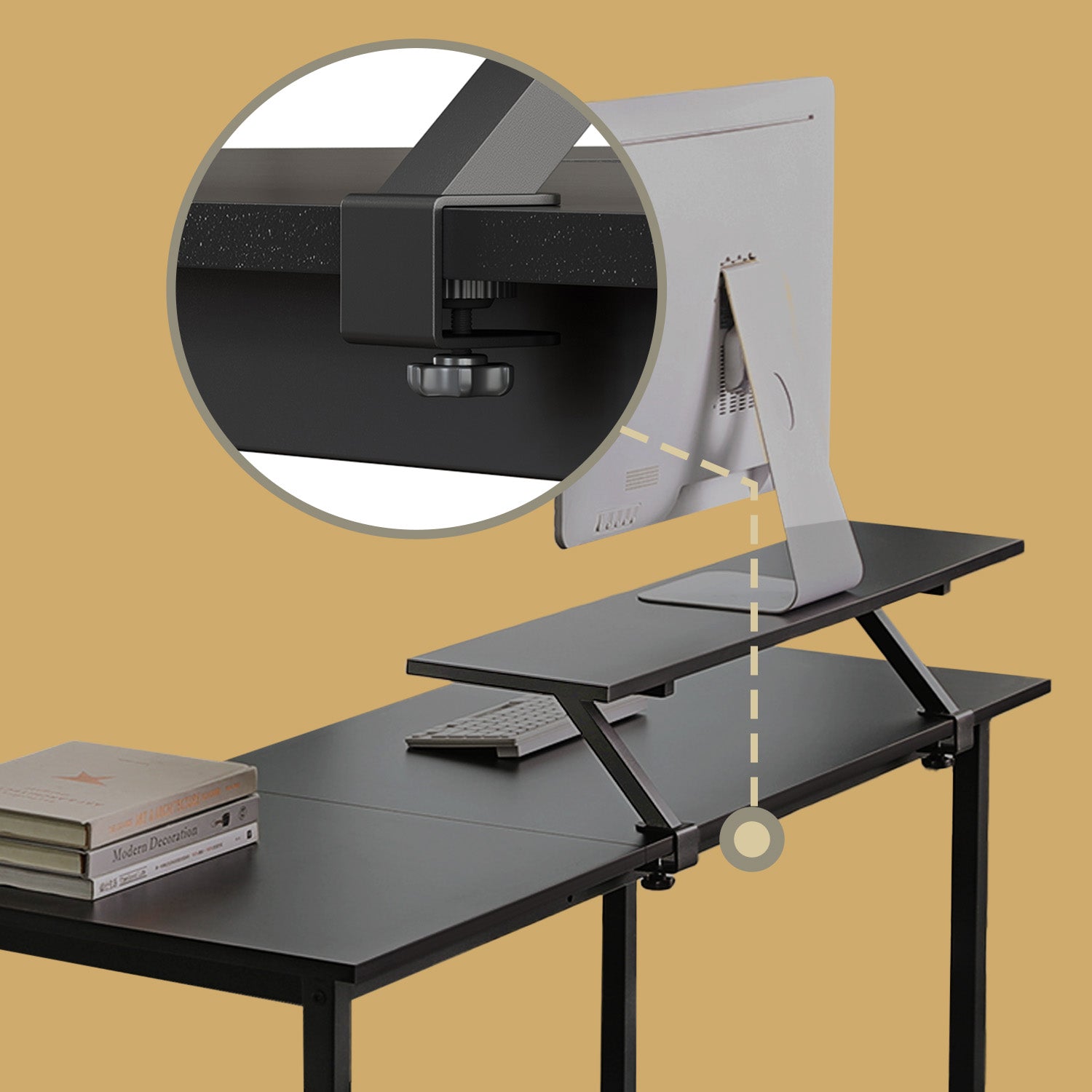 Computer Desk, L-Shaped Writing Workstation - Wood and Steel - Black