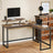 L-Shaped Corner Desk - Wood - Rustic Brown and Black - Space Saving Design with Monitor Stand