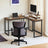 L-Shaped Corner Desk - Wood - Rustic Brown and Black - Space Saving Design with Monitor Stand
