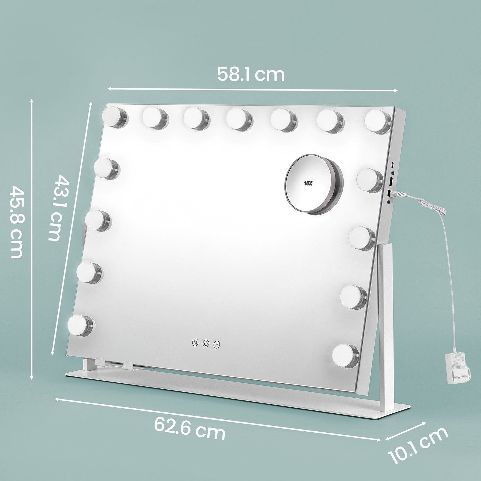 Vanity Makeup Mirror - 15 Bulbs - Glass - Touch Control