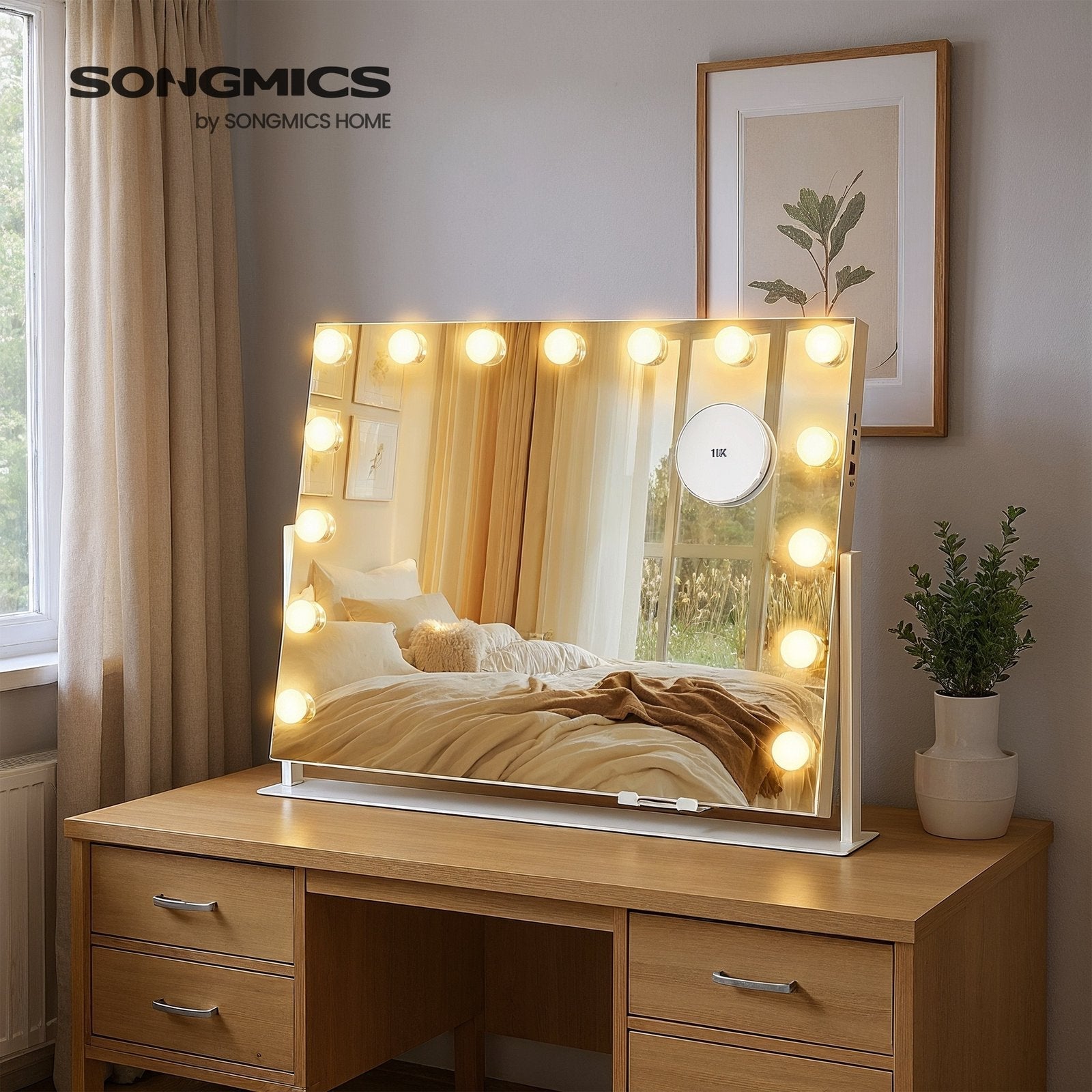 Vanity Makeup Mirror - 15 Bulbs - Glass - Touch Control