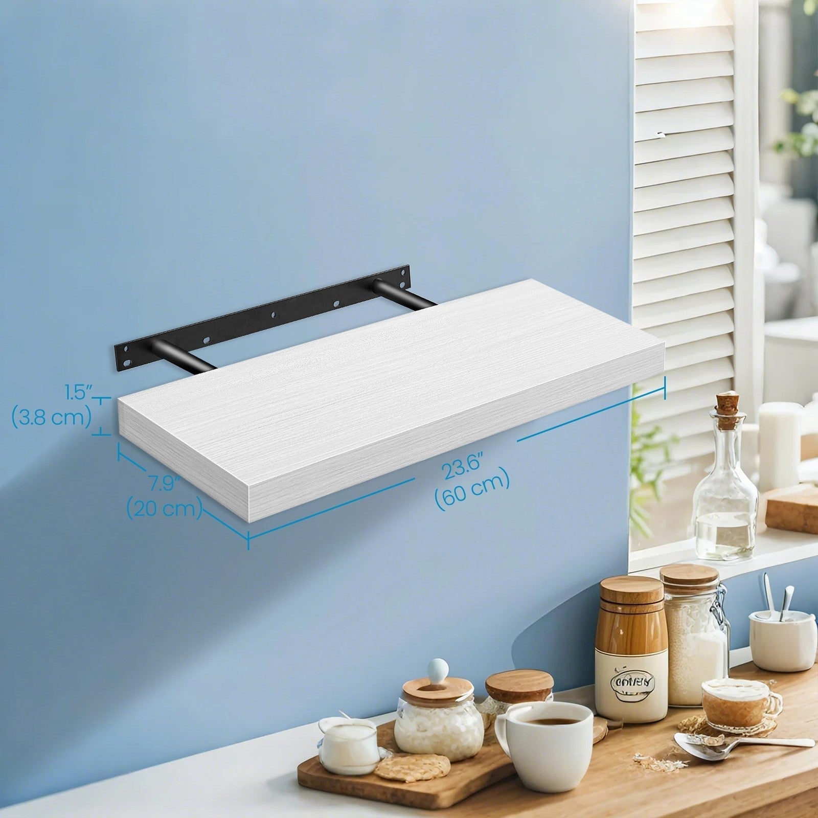Floating Wall Shelf - Wood - Maple White - Versatile Display for Living Room and Bedroom