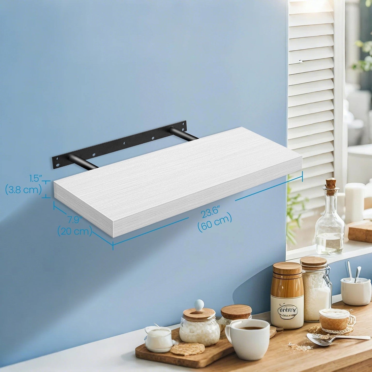 Floating Wall Shelf - Wood - Maple White - Versatile Display for Living Room and Bedroom