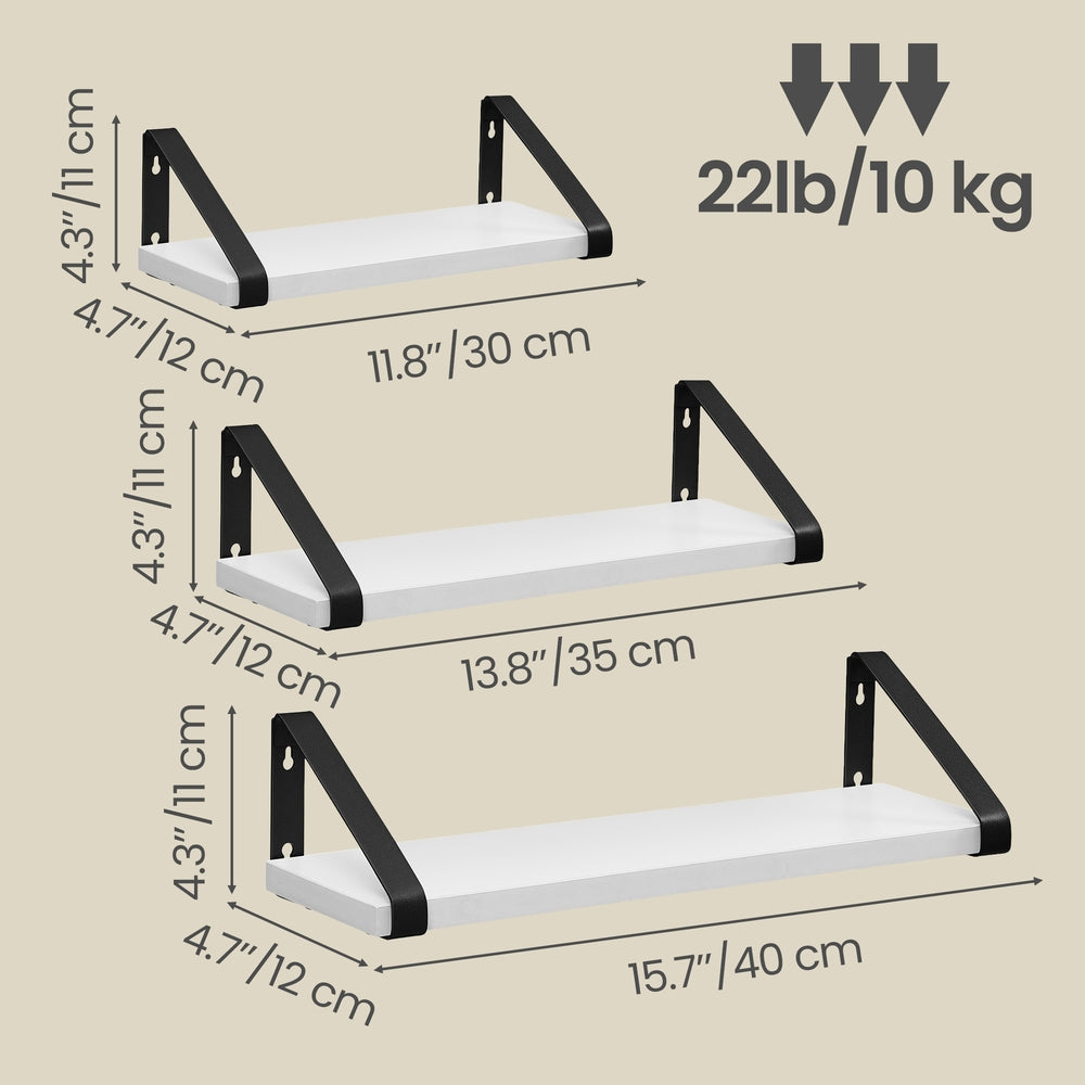 Set of 3 Floating Display Shelves - Wood Wood and steel - Black