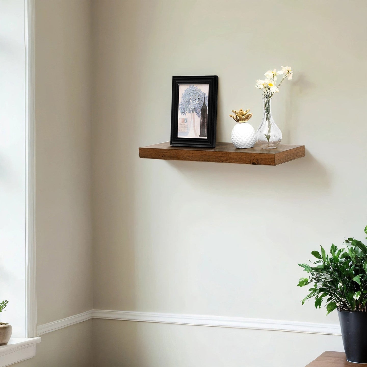 Wall Shelf - MDF - White - 80 cm Floating Design for Living Room and Bedroom Decor