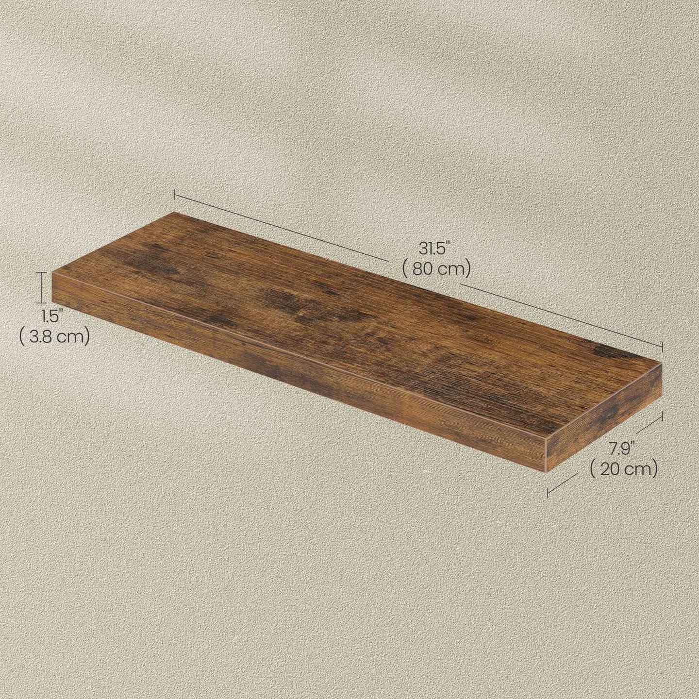 Wall Shelf - MDF - White - 80 cm Floating Design for Living Room and Bedroom Decor