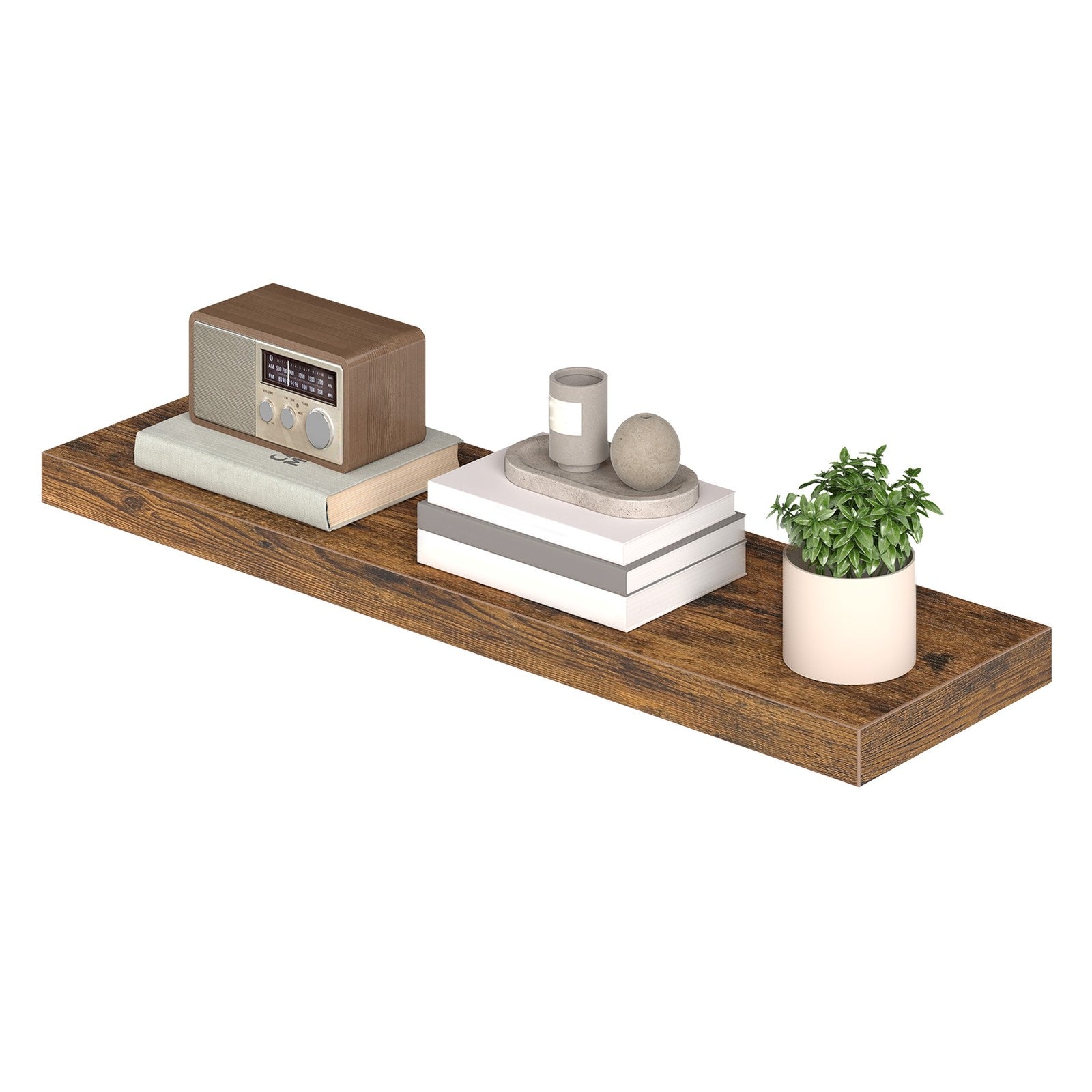 Wall Shelf - MDF - White - 80 cm Floating Design for Living Room and Bedroom Decor