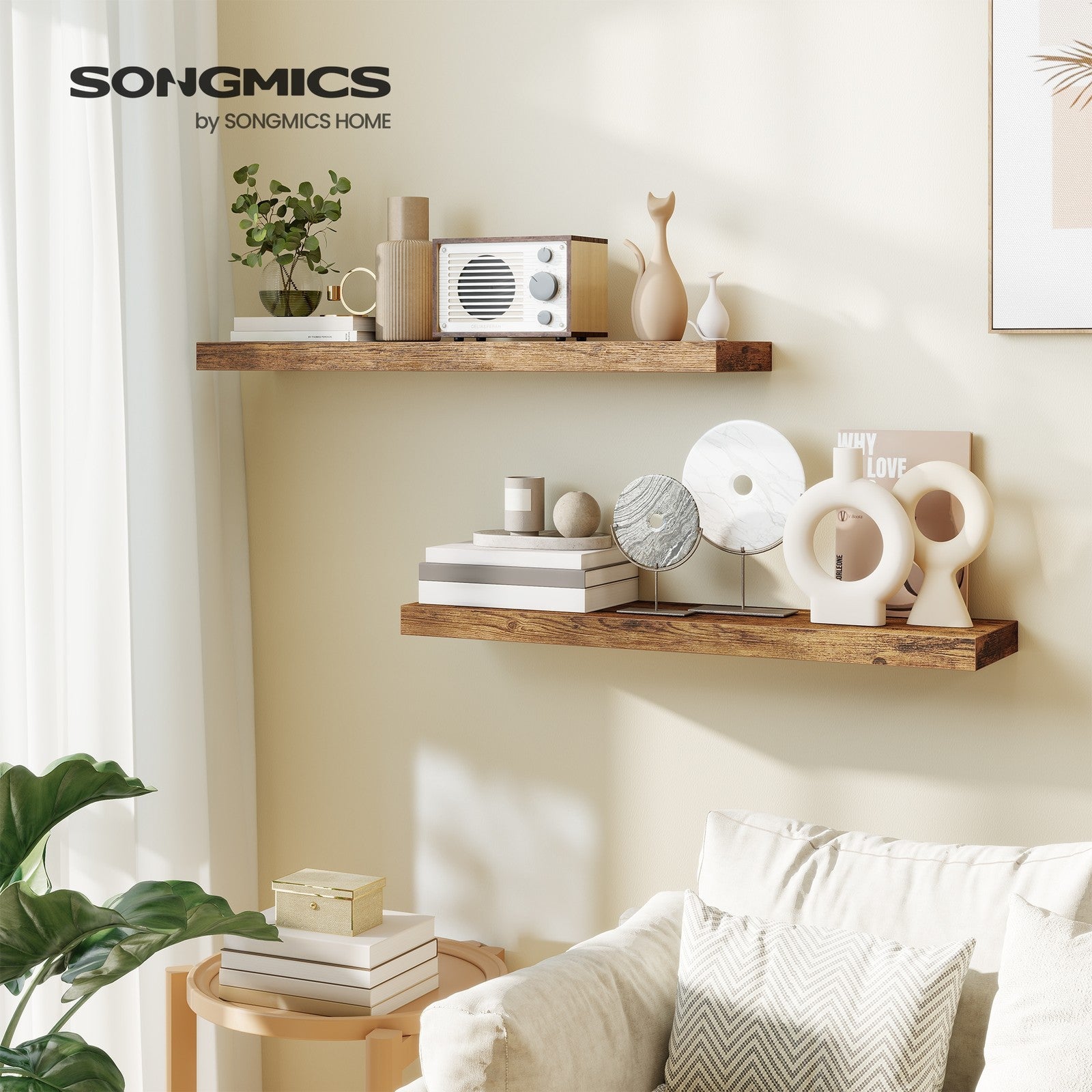 Wall Shelf - MDF - White - 80 cm Floating Design for Living Room and Bedroom Decor