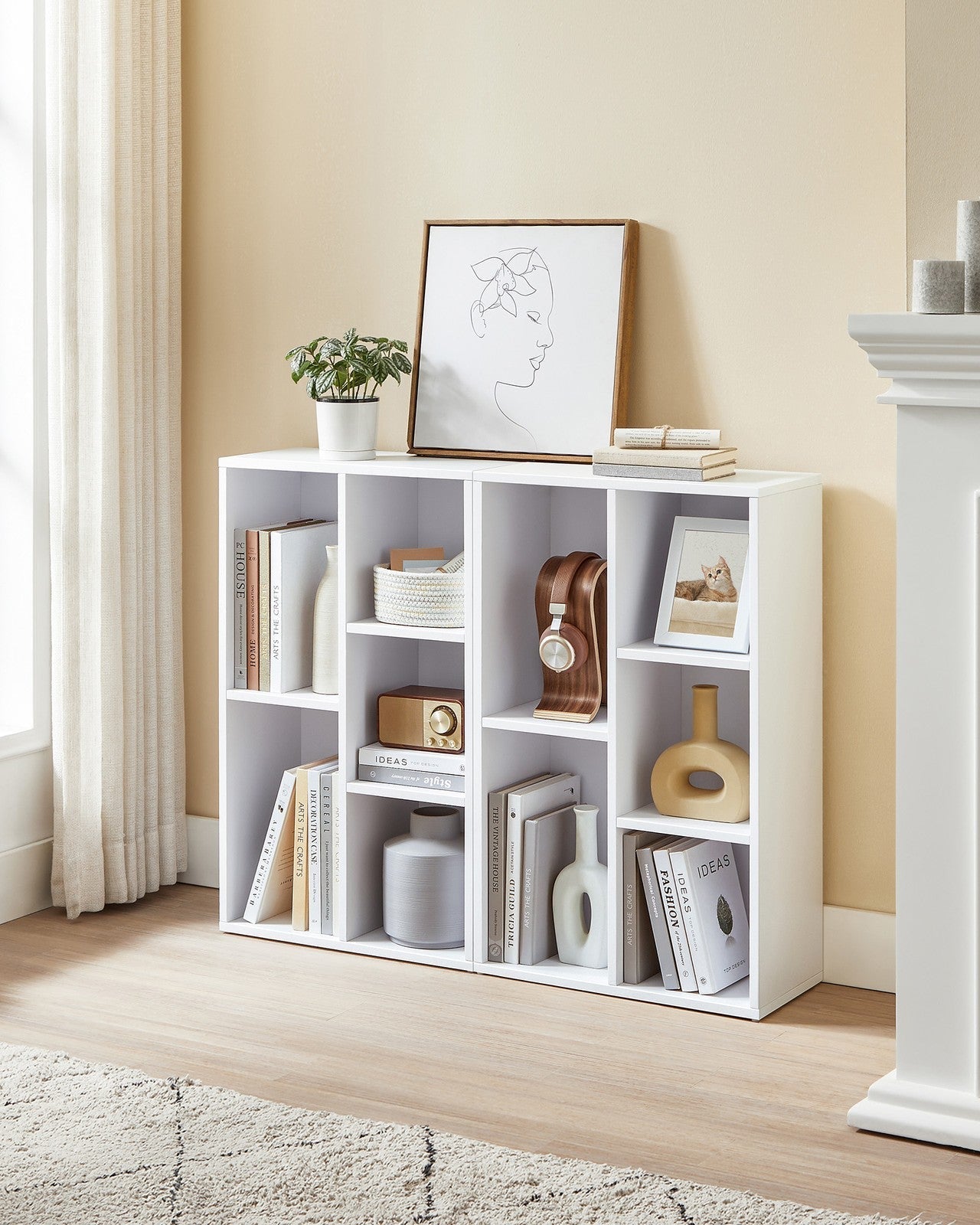 Bookcase - 5-Grid Design - Wood - Oak