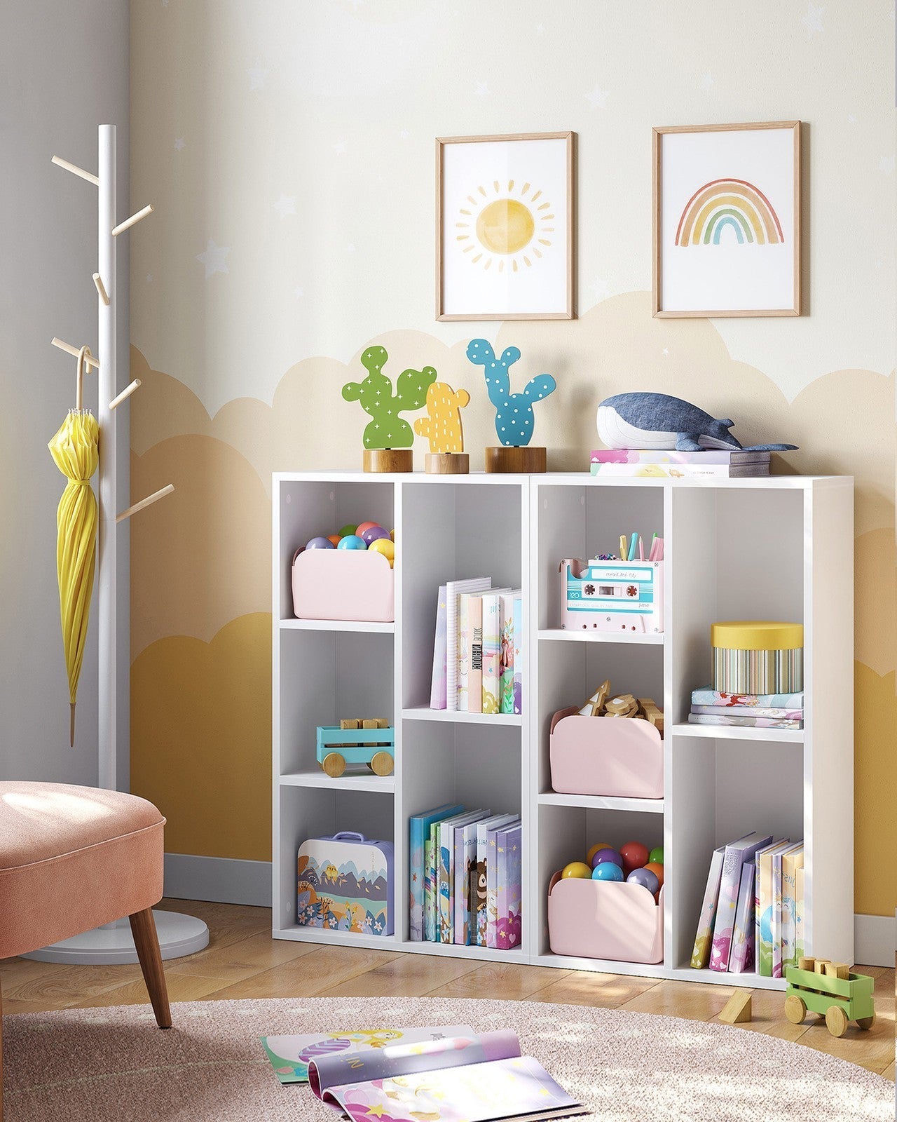 Bookcase - 5-Grid Design - Wood - Oak