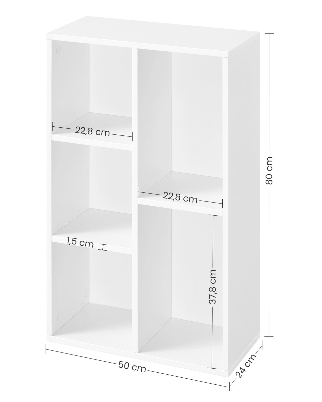 Bookcase - 5-Grid Design - Wood - Oak