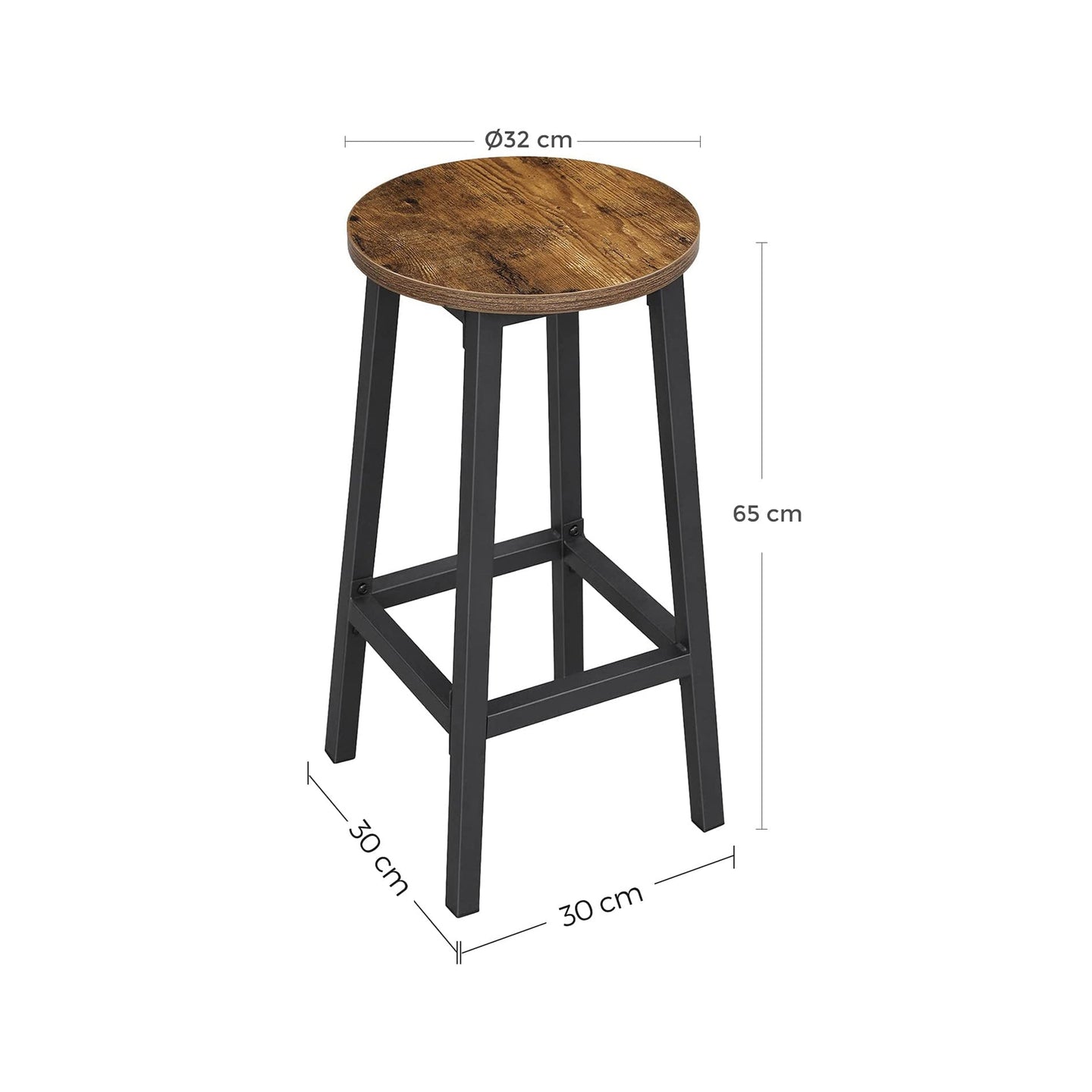 Bar Stools - Metal - Ebony Black - Durable Design for Everyday Use