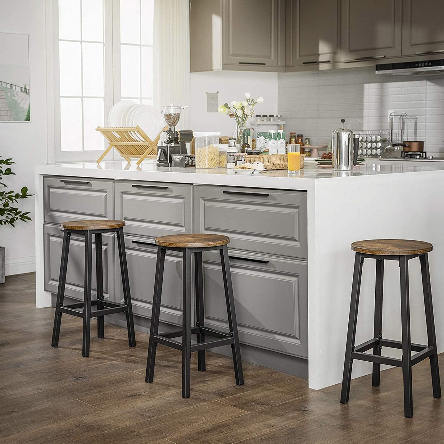 Bar Stools - Metal - Ebony Black - Durable Design for Everyday Use