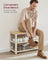 Shoe Bench - Wood and Steel - Oak Beige and White - with 2 Shelves