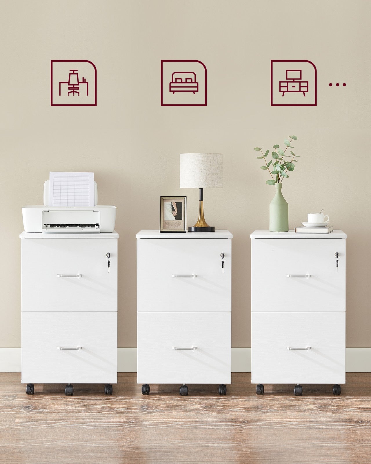 2-Drawer Locking File Cabinet - Steel - Black - Ideal for Home Office Storage