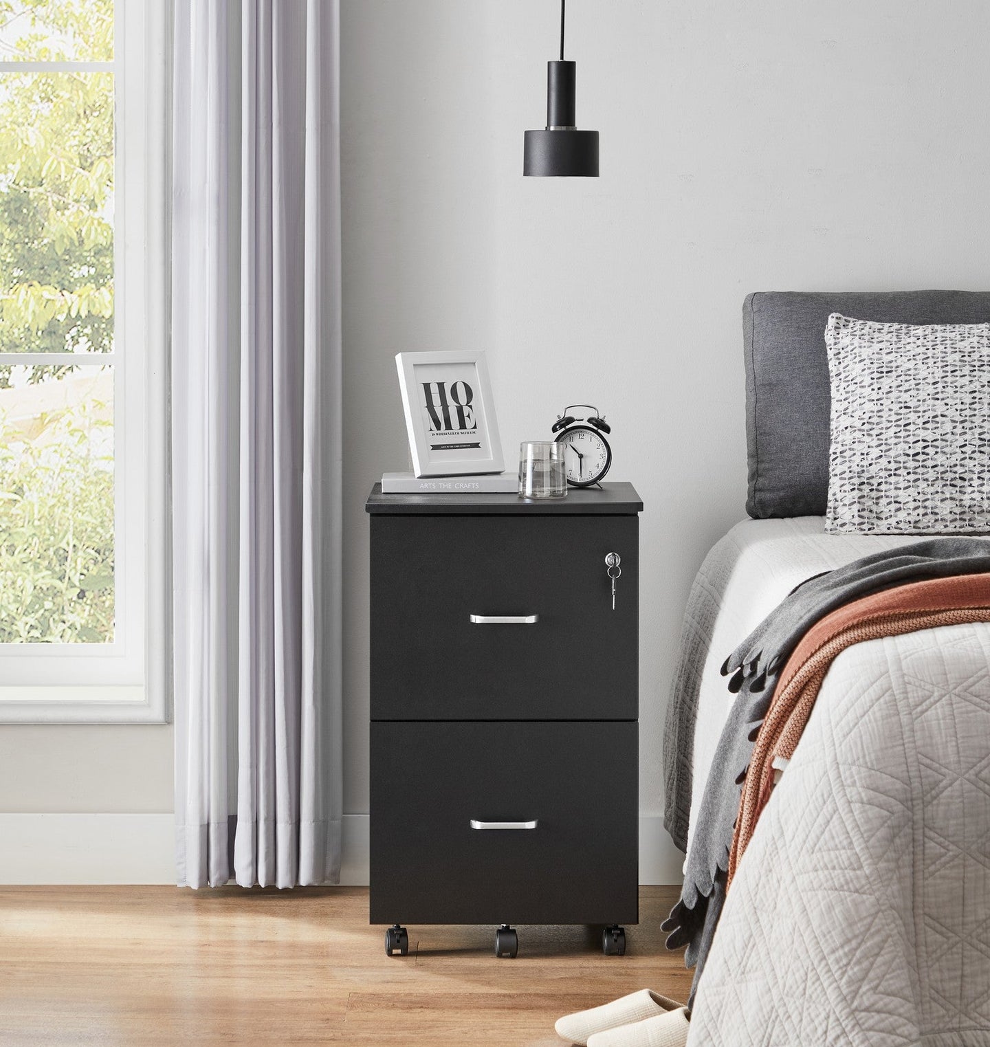 Locking File Cabinet - Metal - Black - 2 Drawers for Home Office