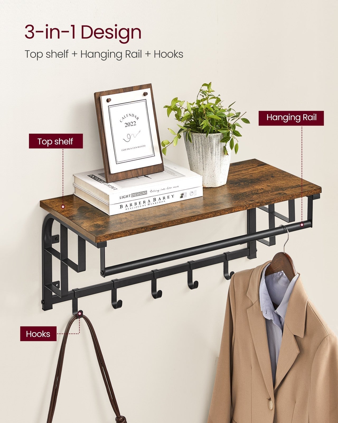 Wall Mounted Coat Rack - Metal - Vintage
