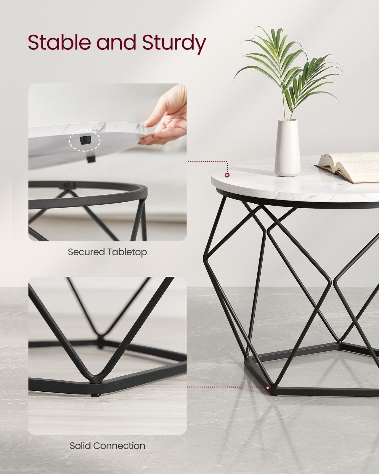 Set of 2 Round Coffee Tables - Steel - Cloud White - Robust Design