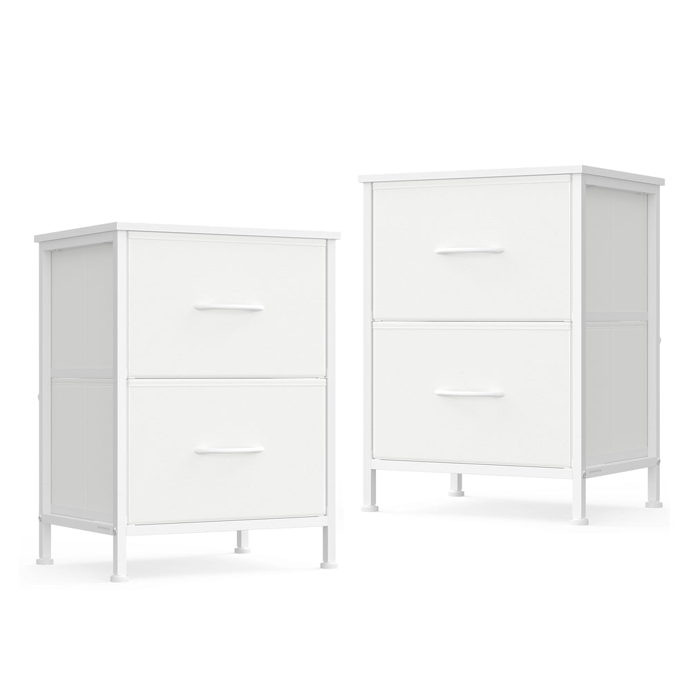 BELLAH Collection - Bedside Table - MDF and Wood - Cloud White and Snow White