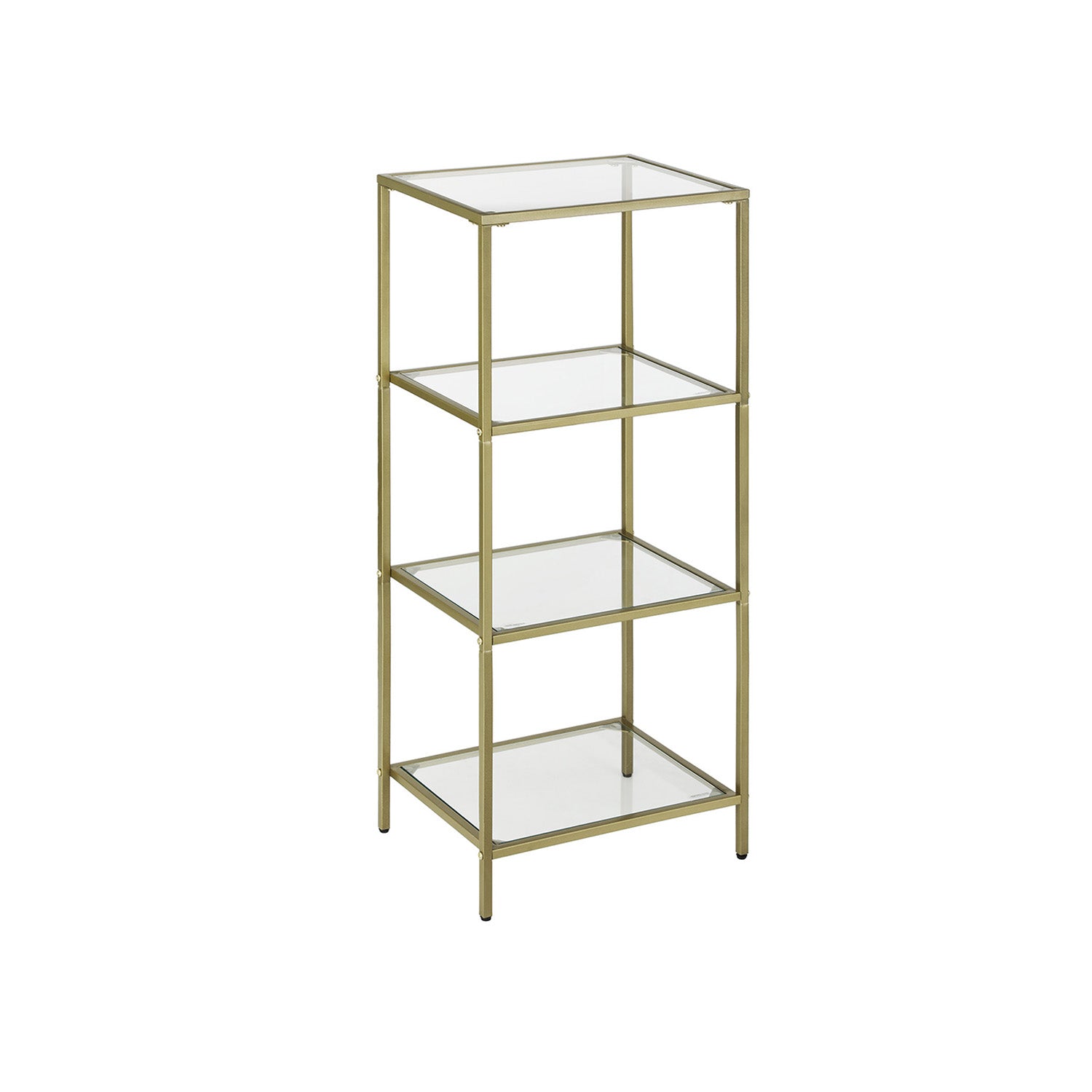4-Tier Storage Shelf - Tempered Glass - Gold - Sturdy and Easy to Assemble