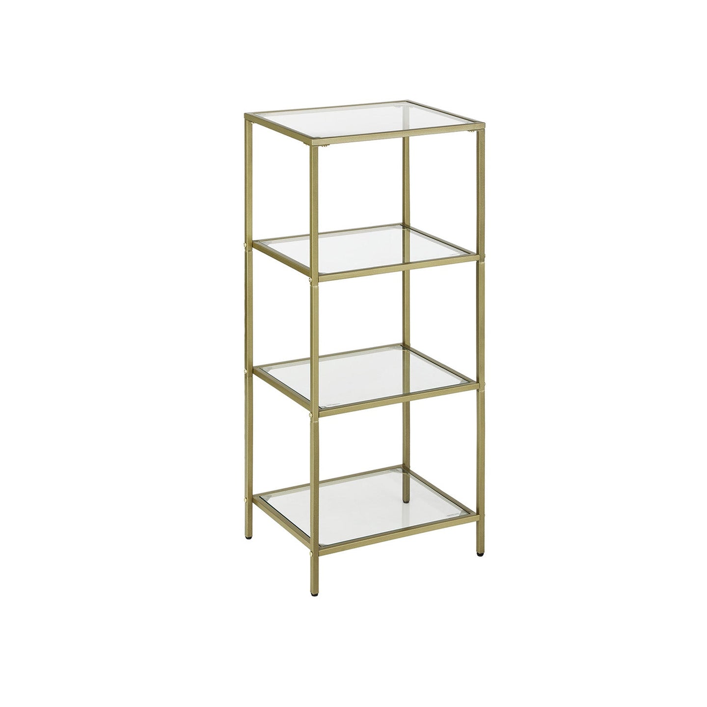 4-Tier Storage Shelf - Tempered Glass - Gold - Sturdy and Easy to Assemble