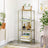 4-Tier Storage Shelf - Tempered Glass - Gold - Sturdy and Easy to Assemble