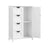 Wooden Cabinet - White - 4 Drawers and 1 Wardrobe Compartment