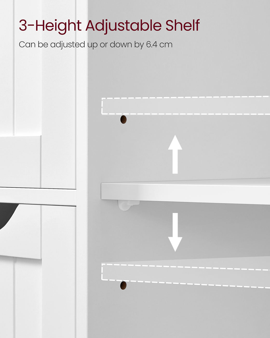 Wooden Cabinet - White - 4 Drawers and 1 Wardrobe Compartment