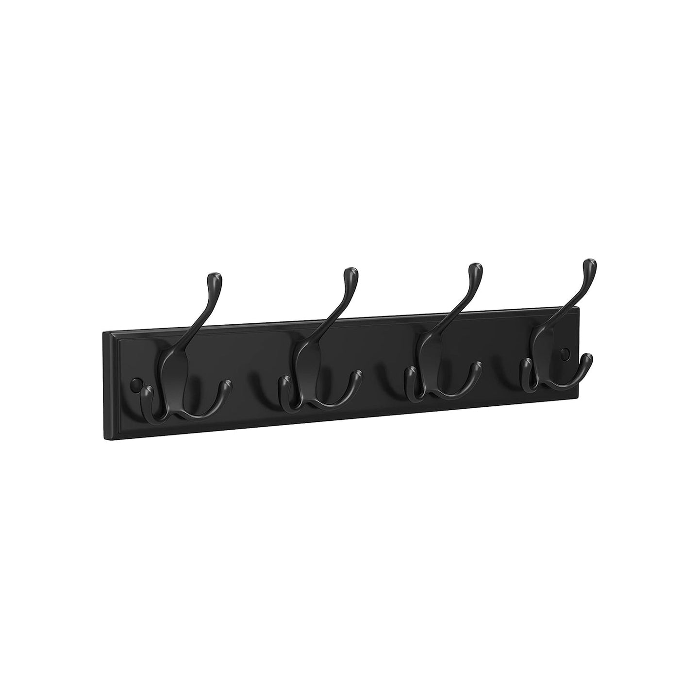 Wall-Mounted Coat Rack - Metal - Black - 4 Triple Hooks for Bags