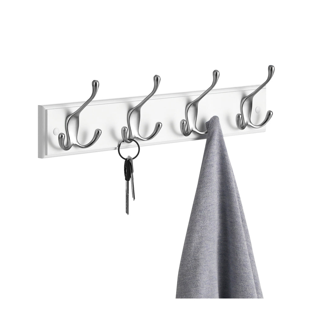 Wall-Mounted Coat Rack - MDF and Zinc Die-Cast - White and Silver