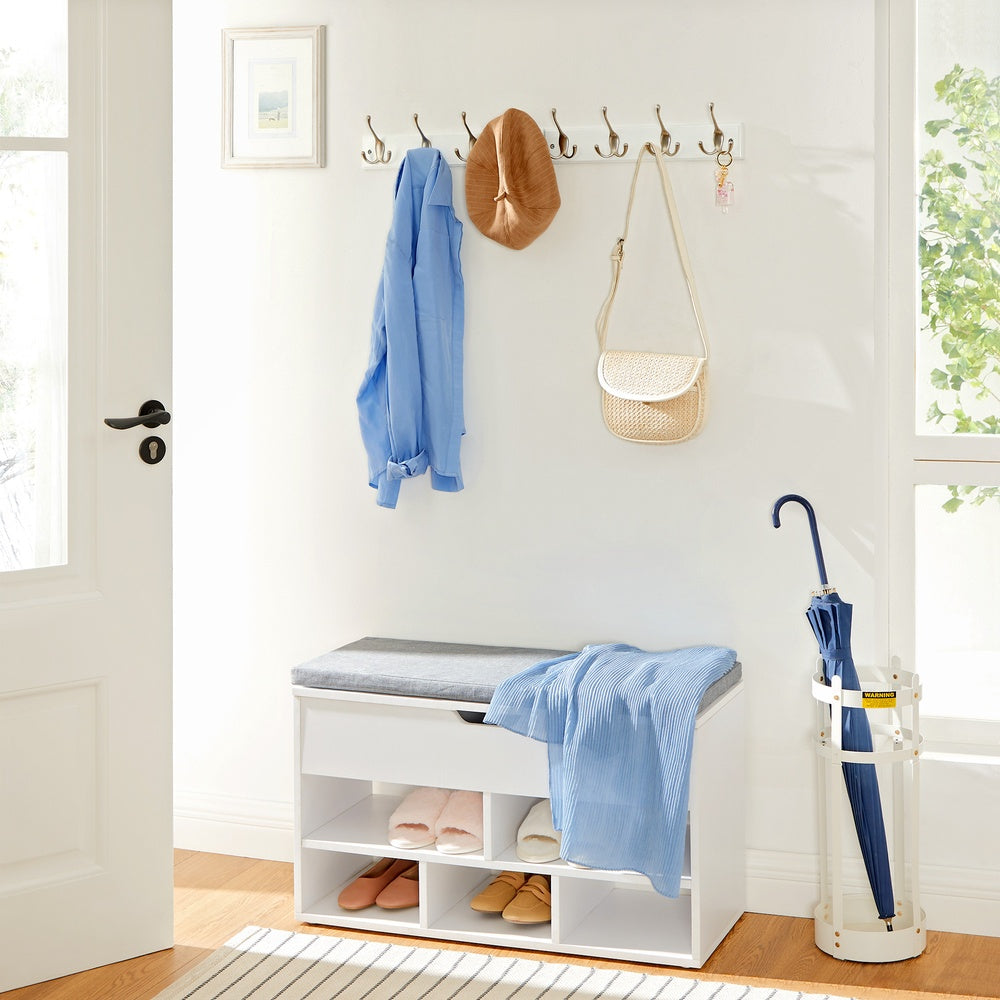 Wall-Mounted Coat Rack - MDF and Zinc Die-Cast - White and Silver