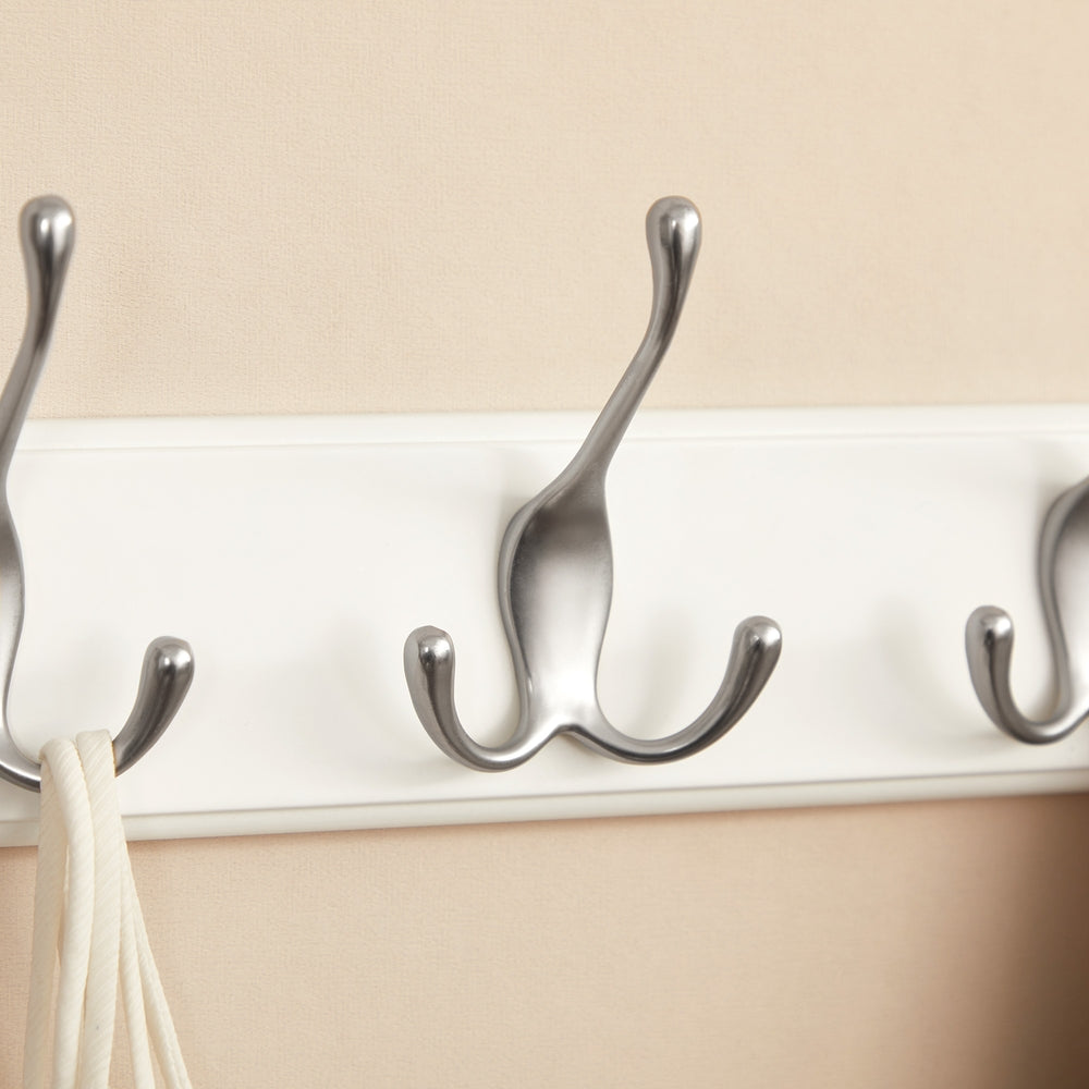 Wall-Mounted Coat Rack - MDF and Zinc Die-Cast - White and Silver
