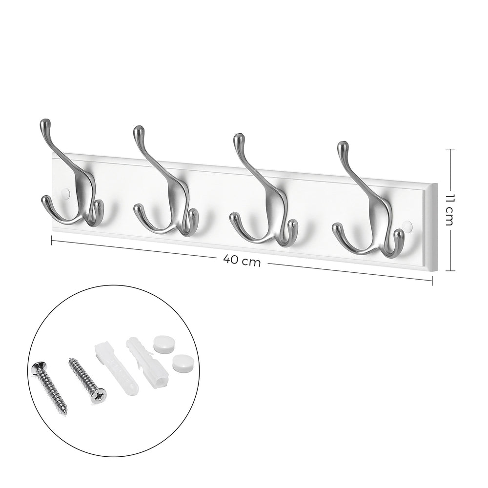Wall-Mounted Coat Rack - MDF and Zinc Die-Cast - White and Silver