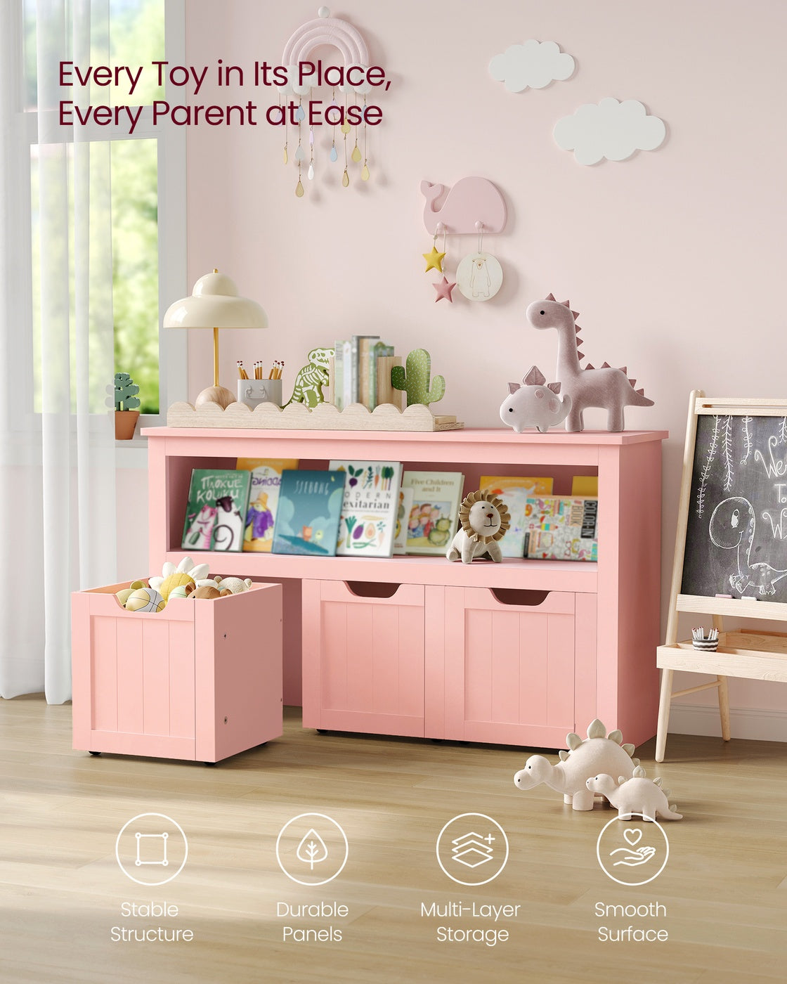 Toy Storage Unit Candy Pink - MDF and Particleboard - Jelly Pink