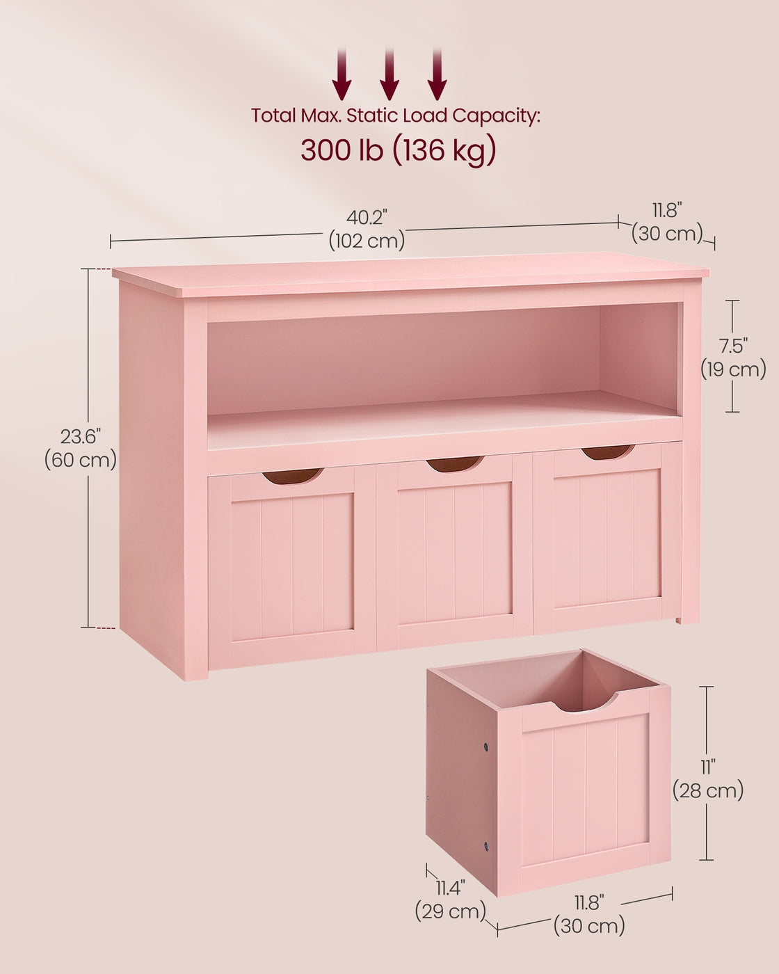 Toy Storage Unit Candy Pink - MDF and Particleboard - Jelly Pink