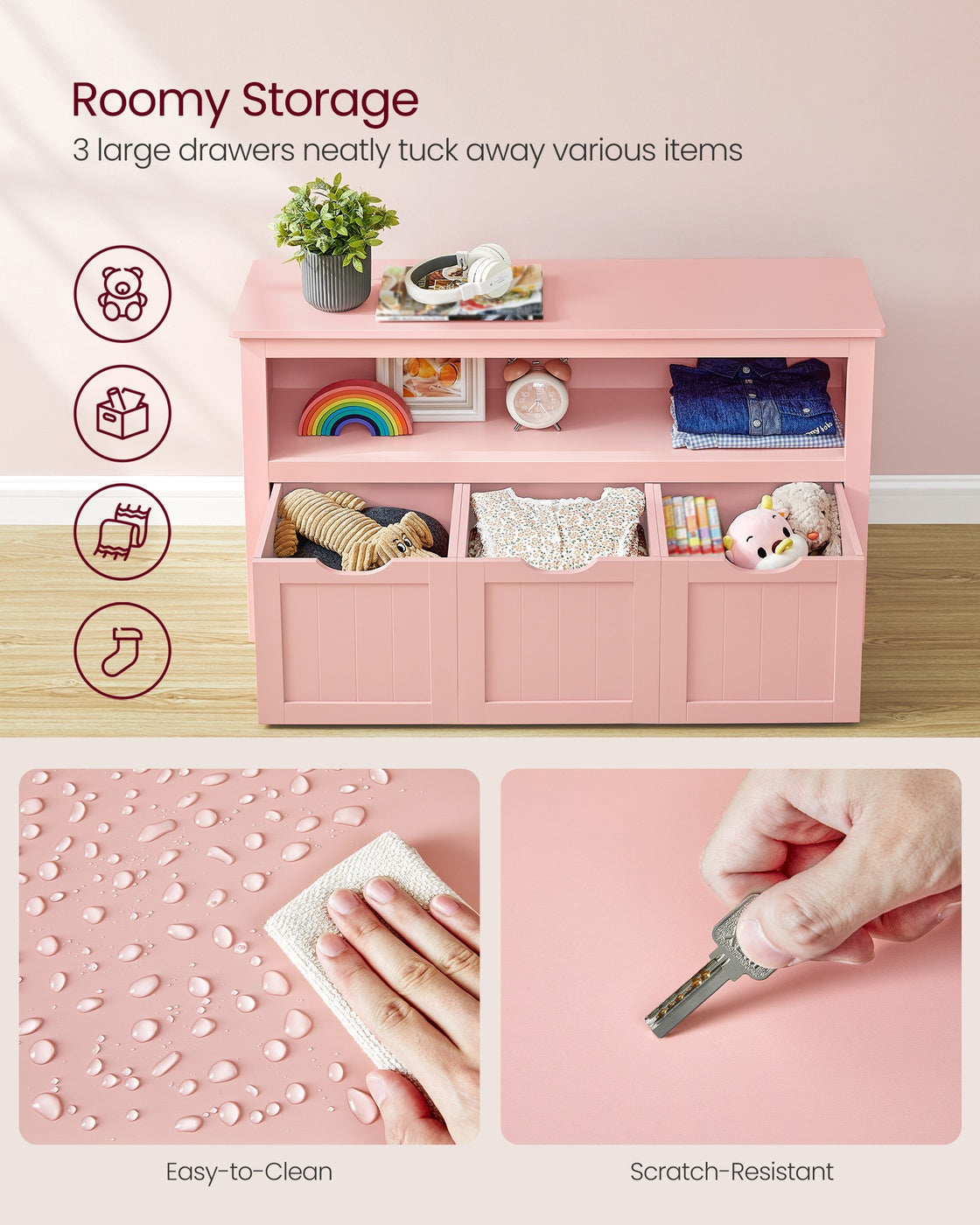 Toy Storage Unit Candy Pink - MDF and Particleboard - Jelly Pink