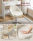 Adjustable Dressing Chair - Teddy Fleece and PU Leather - Cream White