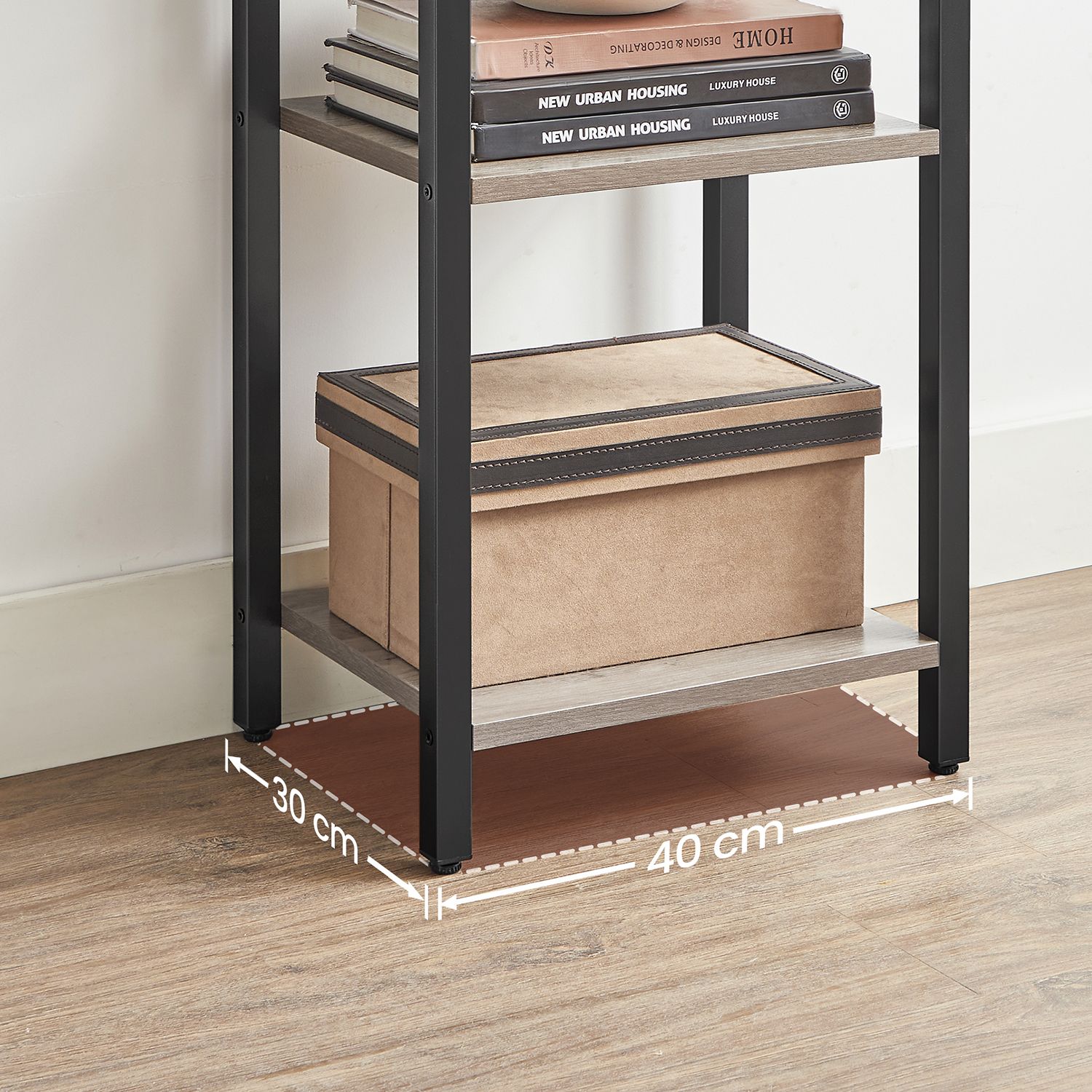 6-Tier Bookshelf - Wood - Rustic Brown and Black - Industrial Open Storage Design