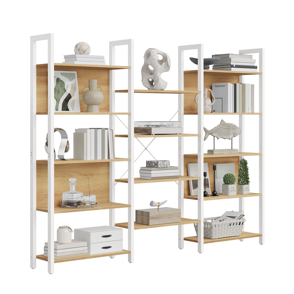 Bookcase Bookshelf - Wood and Steel - Golden Oak